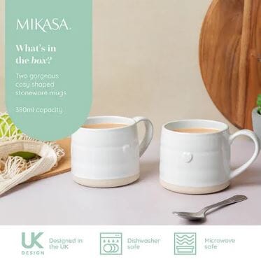Mikasa Farmhouse Heart Set Of 2 380ml Mugs Mugs - Cups & Saucers The Cooks Kitchen 