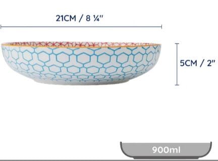 Mikasa Coupe Pasta Dinner Bowl 21cm - Geometric Blue Bowls The Cooks Kitchen 