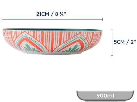 Mikasa Coupe Pasta Dinner Bowl 21cm - Mixed Folk Bowls The Cooks Kitchen 