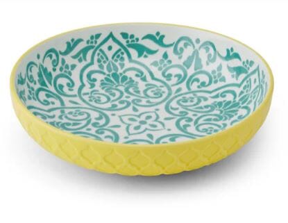 Mikasa Coupe Pasta Dinner Bowl 21cm - Yellow Blue Geometric Bowls The Cooks Kitchen 