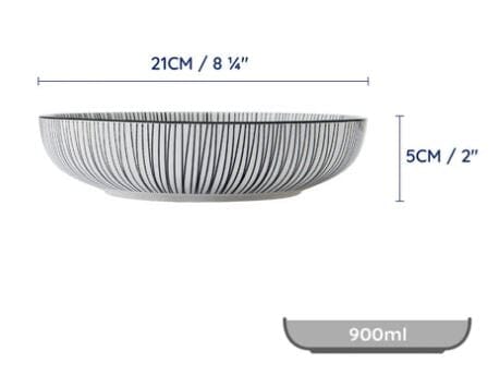 Mikasa Coupe Pasta Dinner Bowl 21cm - Black Stripe Bowls The Cooks Kitchen 