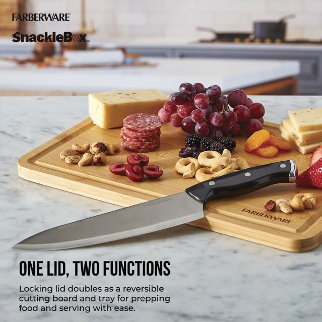 Farberware Snackle Box With 7 Snack Dividers And Bamboo Lid 20x33cm Snackle Box The Cooks Kitchen 