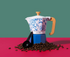 La Cafetière Venice Aluminium Espresso Maker 6 Cup / 290ml (blu Fiorato)