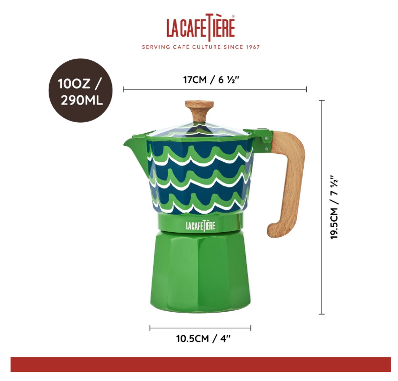La Cafetière Venice Aluminium Espresso Maker 6 Cup / 290ml (cyan Tides)