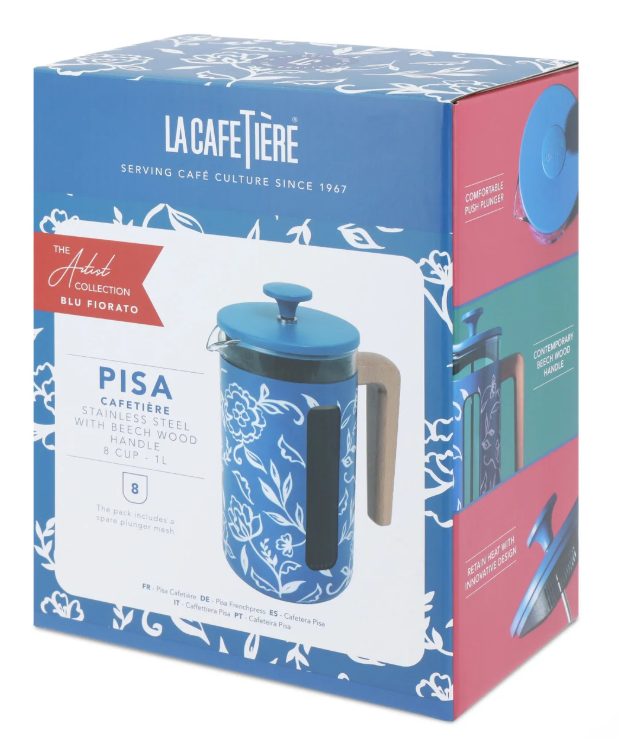 La Cafetière Pisa Cafetière 8 Cup / 1l (blu Fiorato)