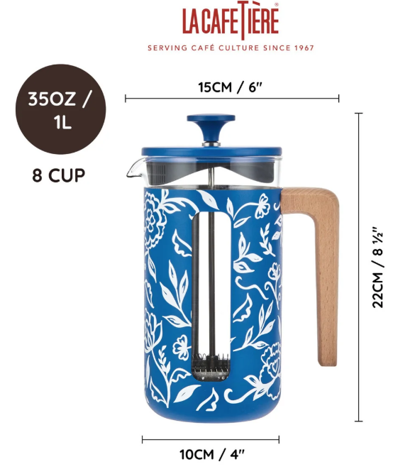 La Cafetière Pisa Cafetière 8 Cup / 1l (blu Fiorato)