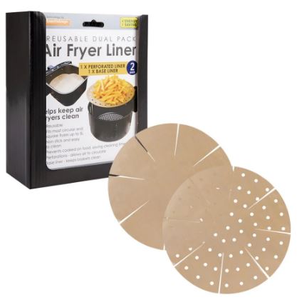 Toasta Bags Reusable Round Air Fryer Liners Dual Pack Set Of 2 - Gold