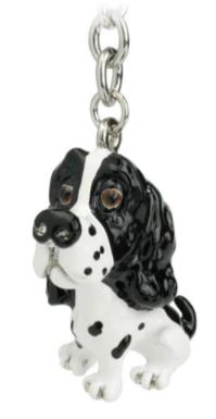 Little Paws Springer Spaniel Black & White, Key Ring/bag Charm