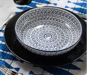 Mikasa 21cm Coupe Pasta Bowl - Blue Mediterranean Bowls The Cooks Kitchen 