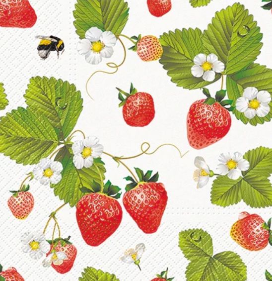 Paw Lunch Napkin 33cm Strawberry With Bees Napkins The Cooks Kitchen 