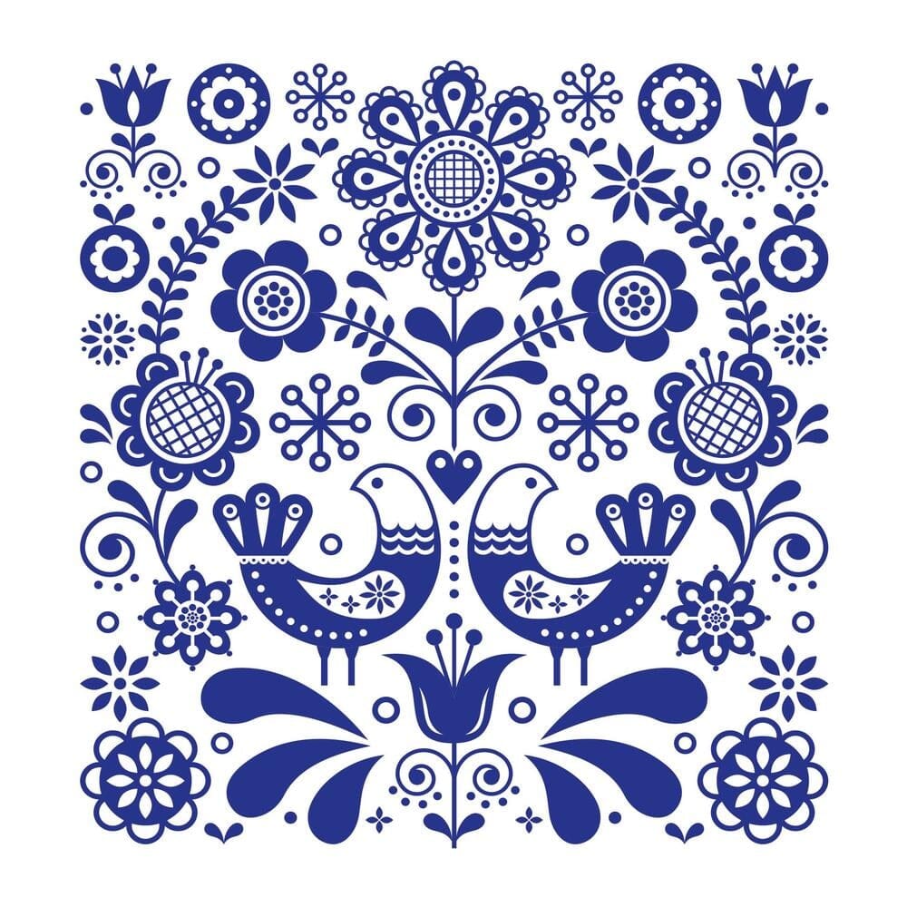 Paw Lunch Napkin 33cm - Folk Stamp Napkins The Cooks Kitchen 