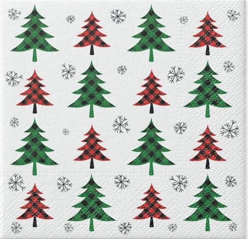 Paw Lunch Napkin - Xmas Tree Check Napkins The Cooks Kitchen 