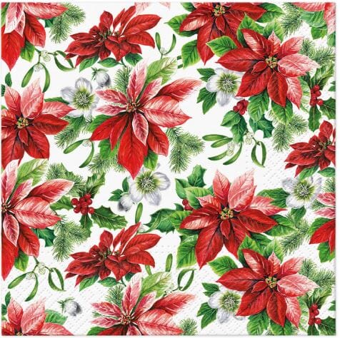 Paw Lunch Napkin - Glory Poinsettia Napkins The Cooks Kitchen 