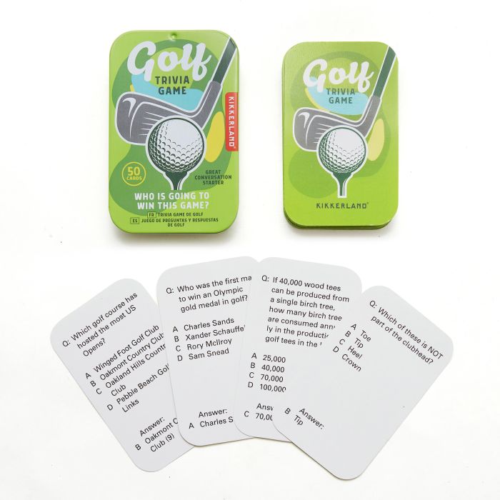 Kikkerland Golf Trivia Game, Tin Of Cards