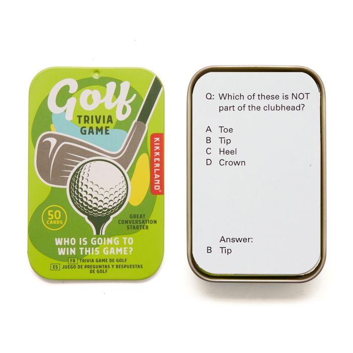 Kikkerland Golf Trivia Game, Tin Of Cards