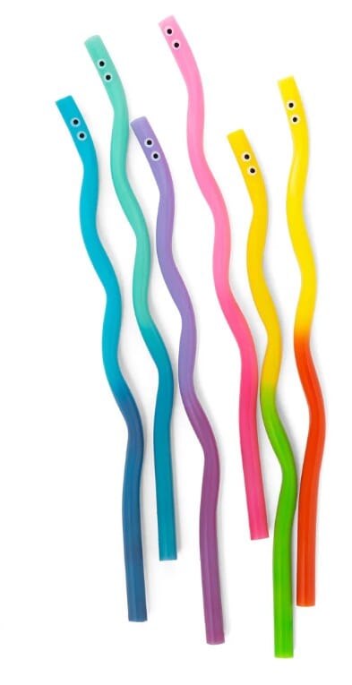 Kikkerland Wiggly Worm Colour Changing Straws Set Of 6 Barware Accessories The Cooks Kitchen 