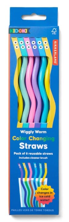 Kikkerland Wiggly Worm Colour Changing Straws Set Of 6 Barware Accessories The Cooks Kitchen 