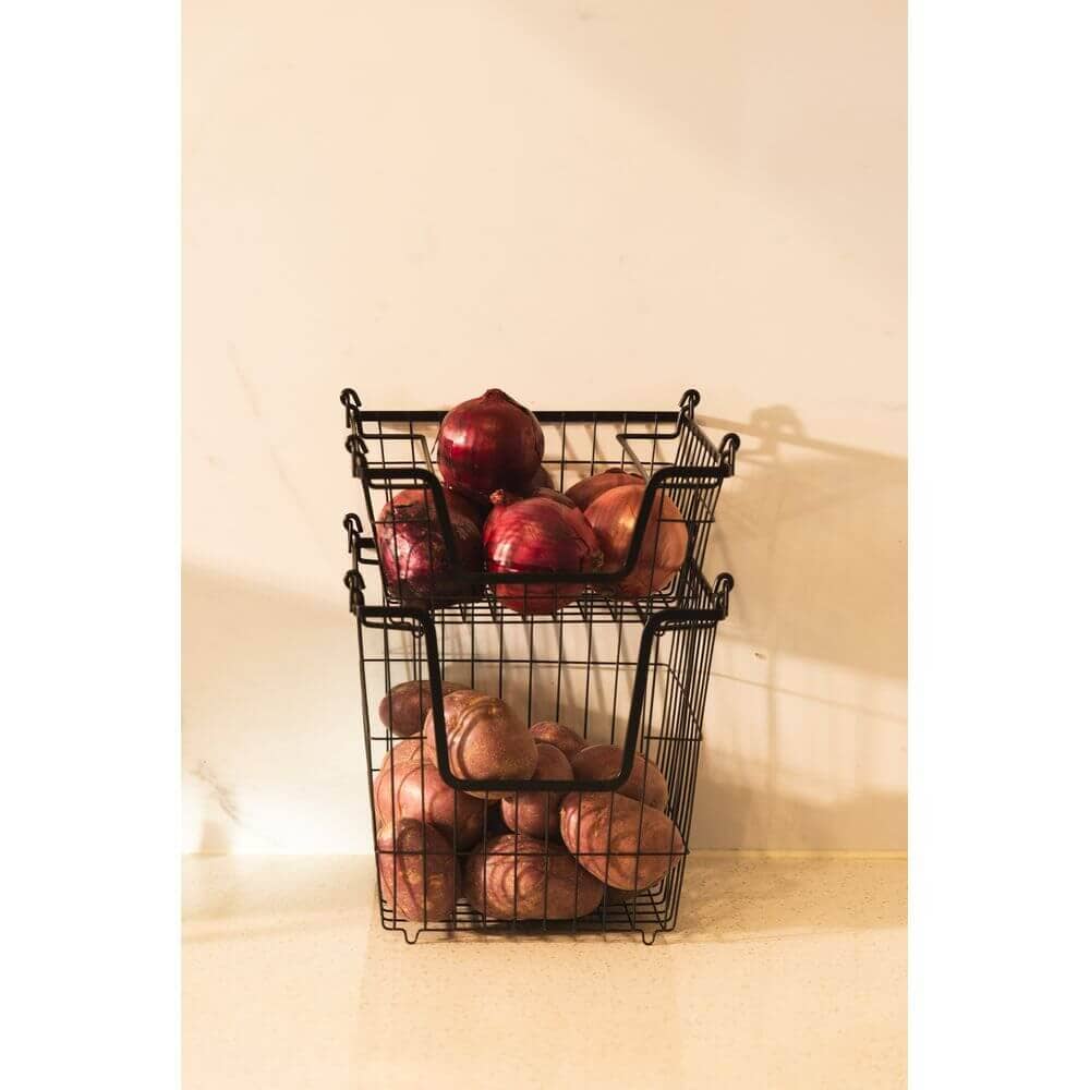 Soko & Co Stackable Black Wire Basket Large General Storage The Cooks Kitchen 