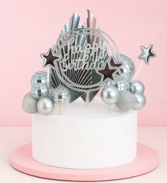 Iconic Cake Art Silver Disco Cake Topper Set Cake Toppers The Cooks Kitchen 