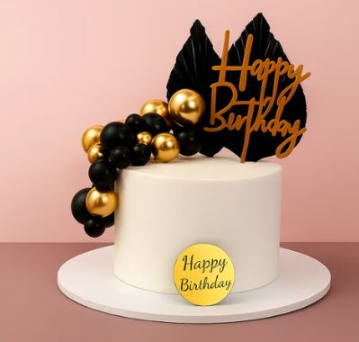 Iconic Cake Art Black And Gold Birthday Topper Set Cake Toppers The Cooks Kitchen 
