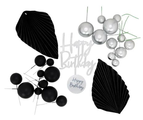Iconic Cake Art Black And Silver Topper Set Cake Toppers The Cooks Kitchen 