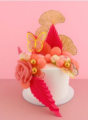 Iconic Cake Art Pink Floral Butterfly Topper Set Cake Toppers The Cooks Kitchen 