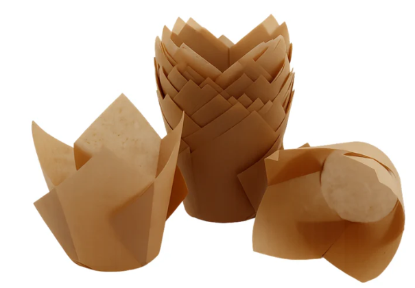 Iconic Cake Art 25pk Light Brown Greaseproof Tulip Baking Cups