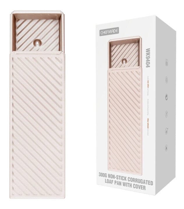 Chefmade Corrugated Loaf Pan With Cover 300g - 22cm Loaf Pans The Cooks Kitchen 