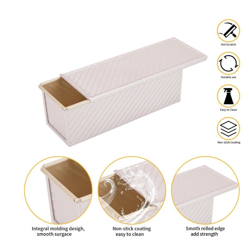 Chefmade Corrugated Loaf Pan With Cover 300g - 22cm Loaf Pans The Cooks Kitchen 