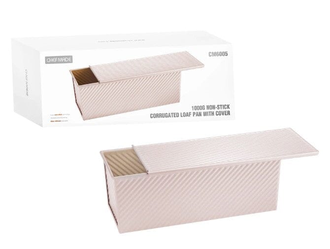Chefmade Corrugated Loaf Pan With Cover 1kg - 34cm Loaf Pans The Cooks Kitchen 