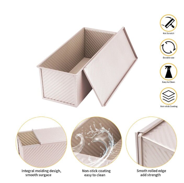 Chefmade Corrugated Loaf Pan With Cover 1kg - 34cm Loaf Pans The Cooks Kitchen 