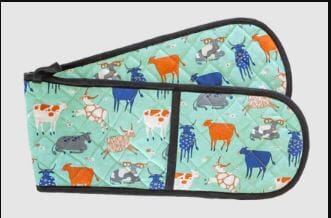 Allgifts Australia Double Oven Gloves - Green Cows Mitts & Gloves The Cooks Kitchen 
