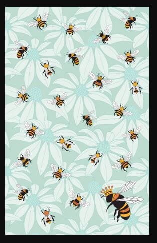 Allgifts Tea Towel - Flower Bees Tea Towels The Cooks Kitchen 