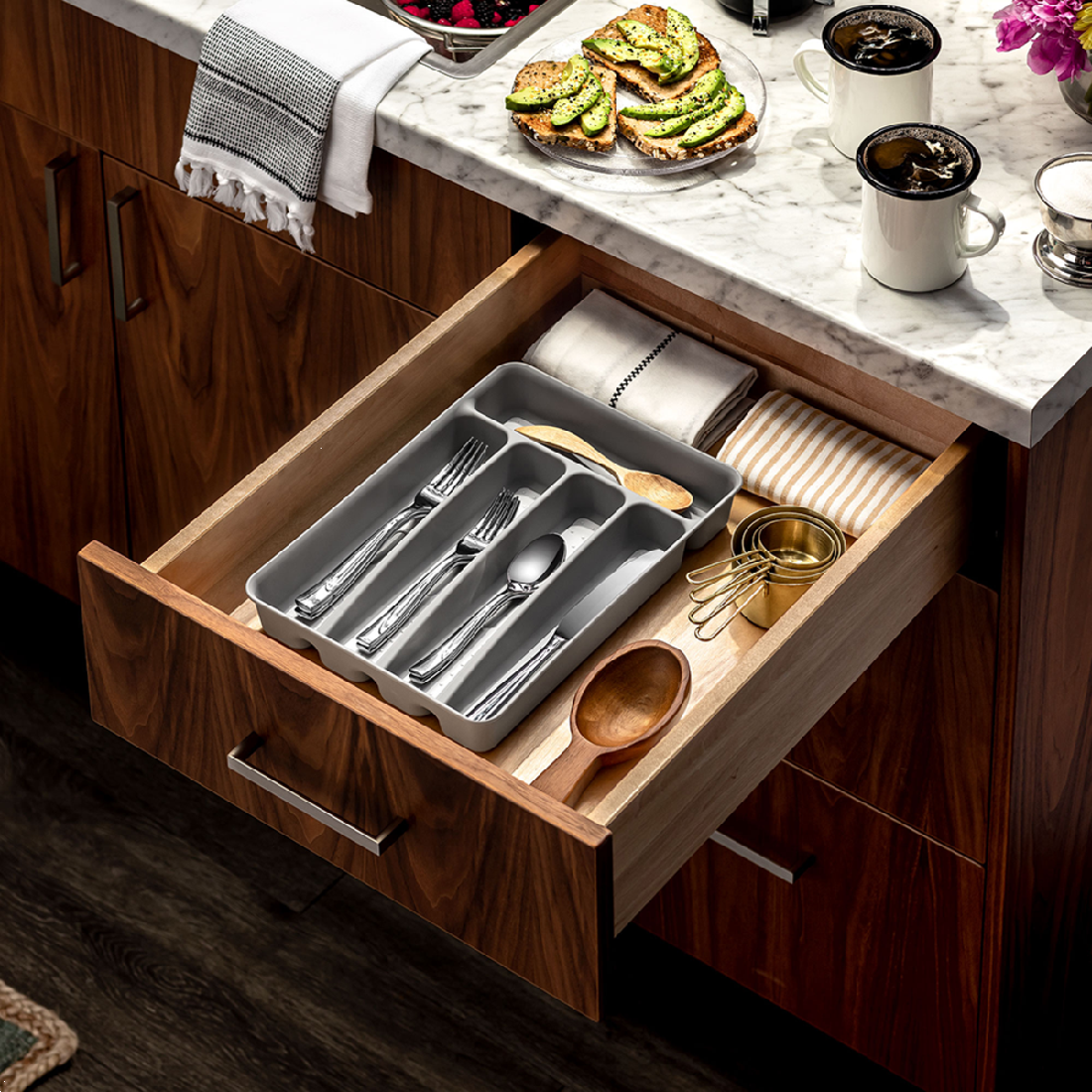 Madesmart Mini Cutlery Tray - Soft Grey