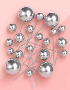 Iconic Cake Art Metallic Silver Ball Topper 20pk Cake Toppers The Cooks Kitchen 