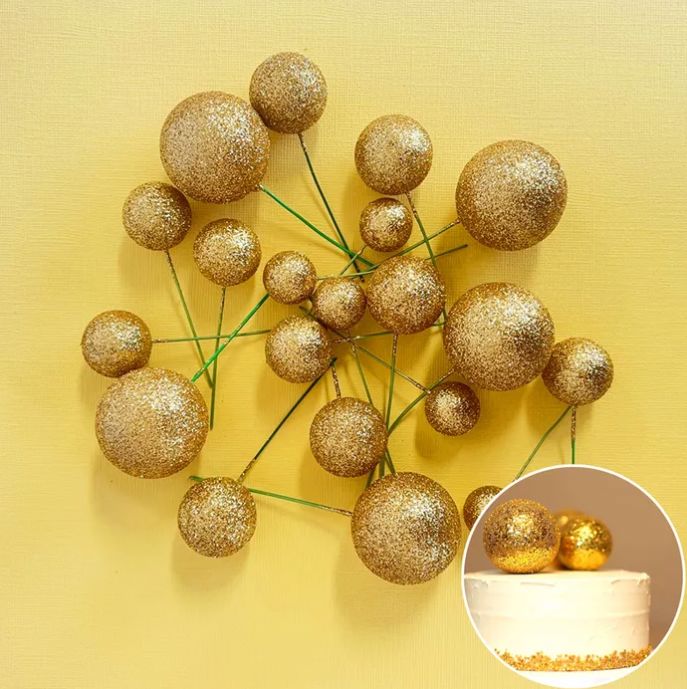 Iconic Cake Art Glitter Gold Ball Topper 20pk Cake Toppers The Cooks Kitchen 