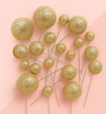 Iconic Cake Art Glitter Gold Ball Topper 20pk Cake Toppers The Cooks Kitchen 