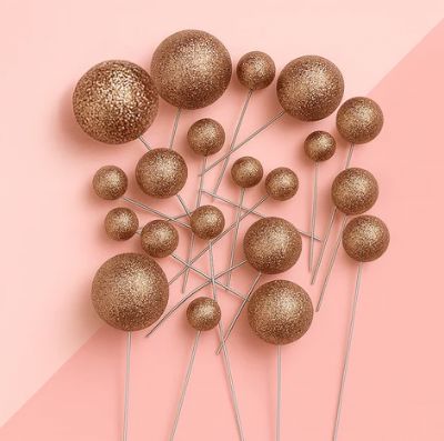 Iconic Cake Art Glitter Rose Gold Ball Topper 20pc Cake Toppers The Cooks Kitchen 