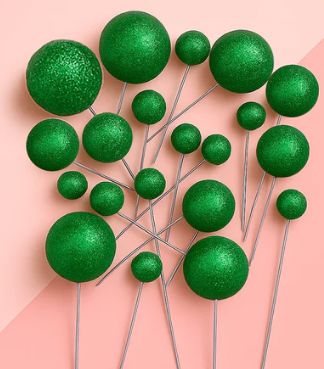 Iconic Cake Art Glitter Green Ball Topper 20pc Cake Toppers The Cooks Kitchen 