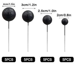 Iconic Cake Art Glitter Black Ball Topper 20pc Cake Toppers The Cooks Kitchen 