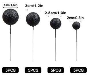 Iconic Cake Art Glitter Black Ball Topper 20pc