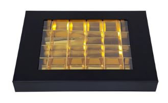 Black & Gold Luxury Chocolate Box - 3cm Deep, Holds 24