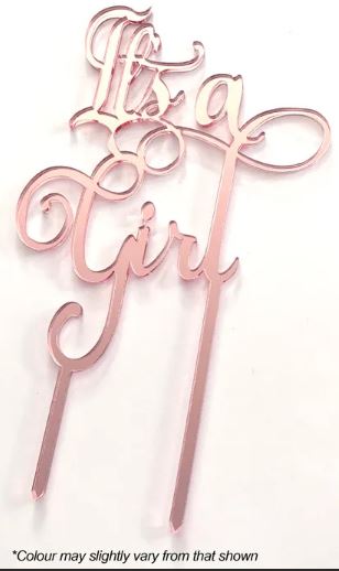 Cake Craft It's A Girl Rose Gold Mirror Acrylic Cake Topper