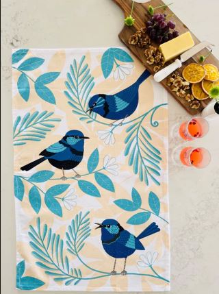 Allgifts Australia Tea Towel - Blue Wren