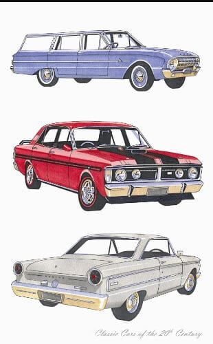 Allgifts Australia Tea Towels - Classic Cars Falcon Tea Towels The Cooks Kitchen 