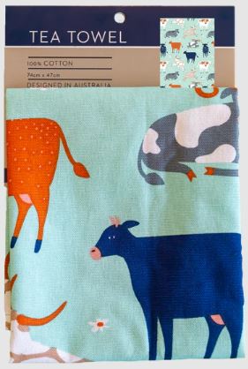 Allgifts Australia Tea Towels - Green Cows