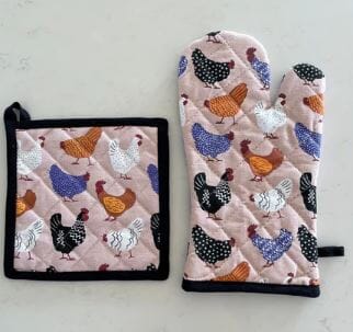 Allgifts Australia Oven Glove & Pot Holder - Bright Hens Mitts & Gloves The Cooks Kitchen 