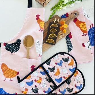 Allgifts Australia Oven Glove & Pot Holder - Bright Hens Mitts & Gloves The Cooks Kitchen 