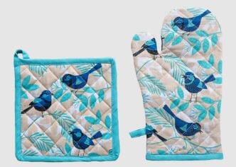 Allgifts Australia Oven Glove & Pot Holder - Blue Wren Mitts & Gloves The Cooks Kitchen 