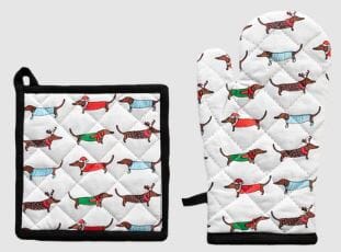 Allgifts Australia Oven Glove & Pot Holder - Xmas Dogs Mitts & Gloves The Cooks Kitchen 